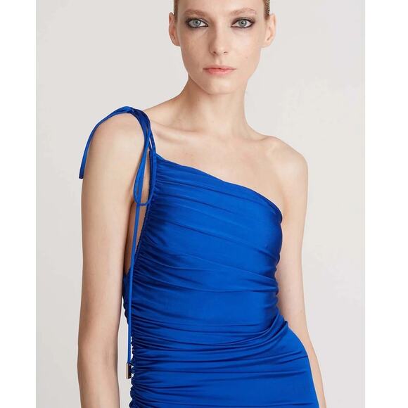Halston x Netflix Anjelica One Shoulder Jersey Gown cobalt blue size 2 XS - Picture 2 of 15